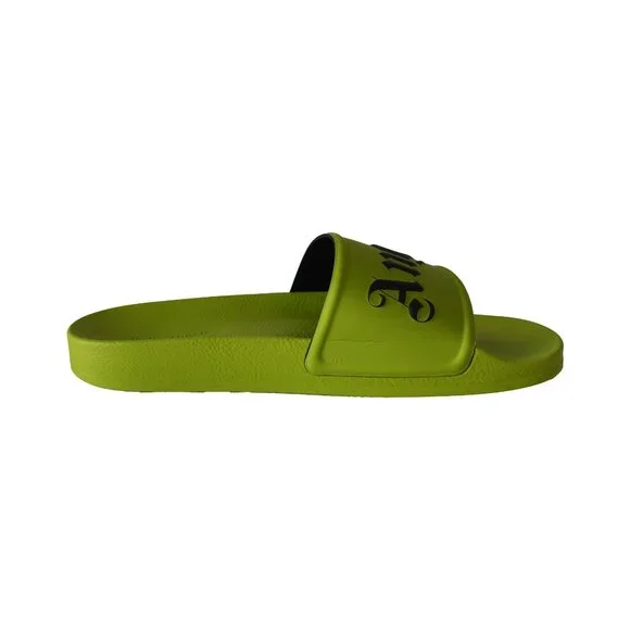 Palm Angels Logo-Print Sliders Light Green - www.swaaza.com display picture 1